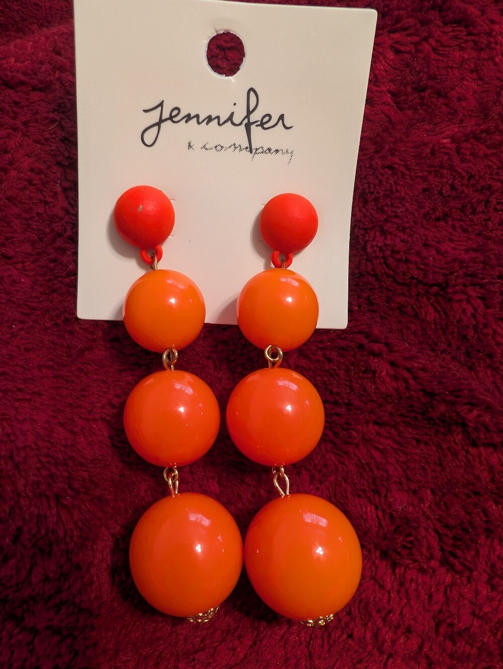 Jennifer & Company Orange Triple Drop Statement Earrings